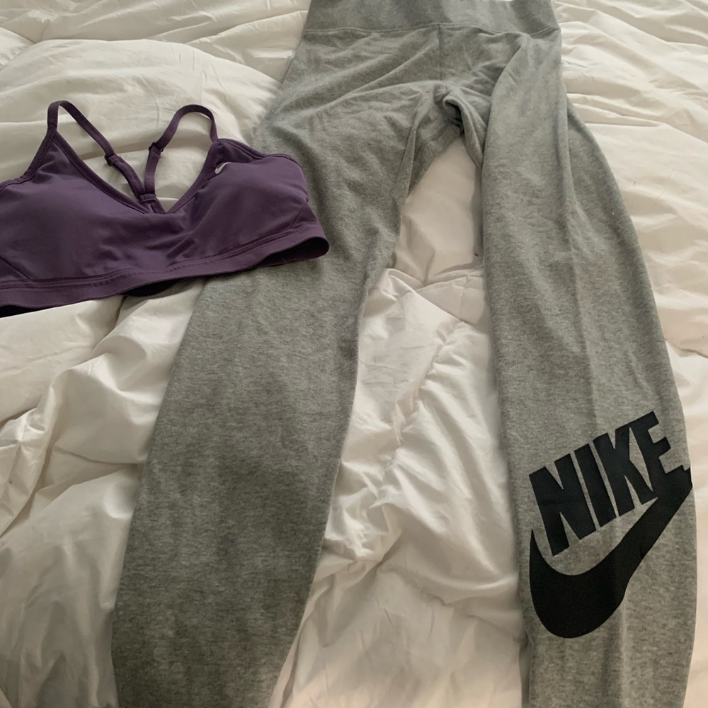 Nike Purple Dri-FIT Sports Bra and Nike leggings - new never worn